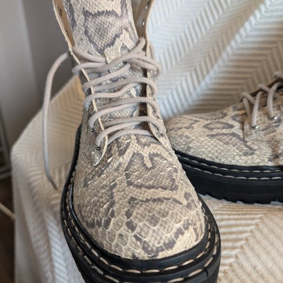 Black Suede X Caroline Stanbury Python Drea Lug Sole Combat Boots Womens 7 - 7.5 - Picture 6 of 12